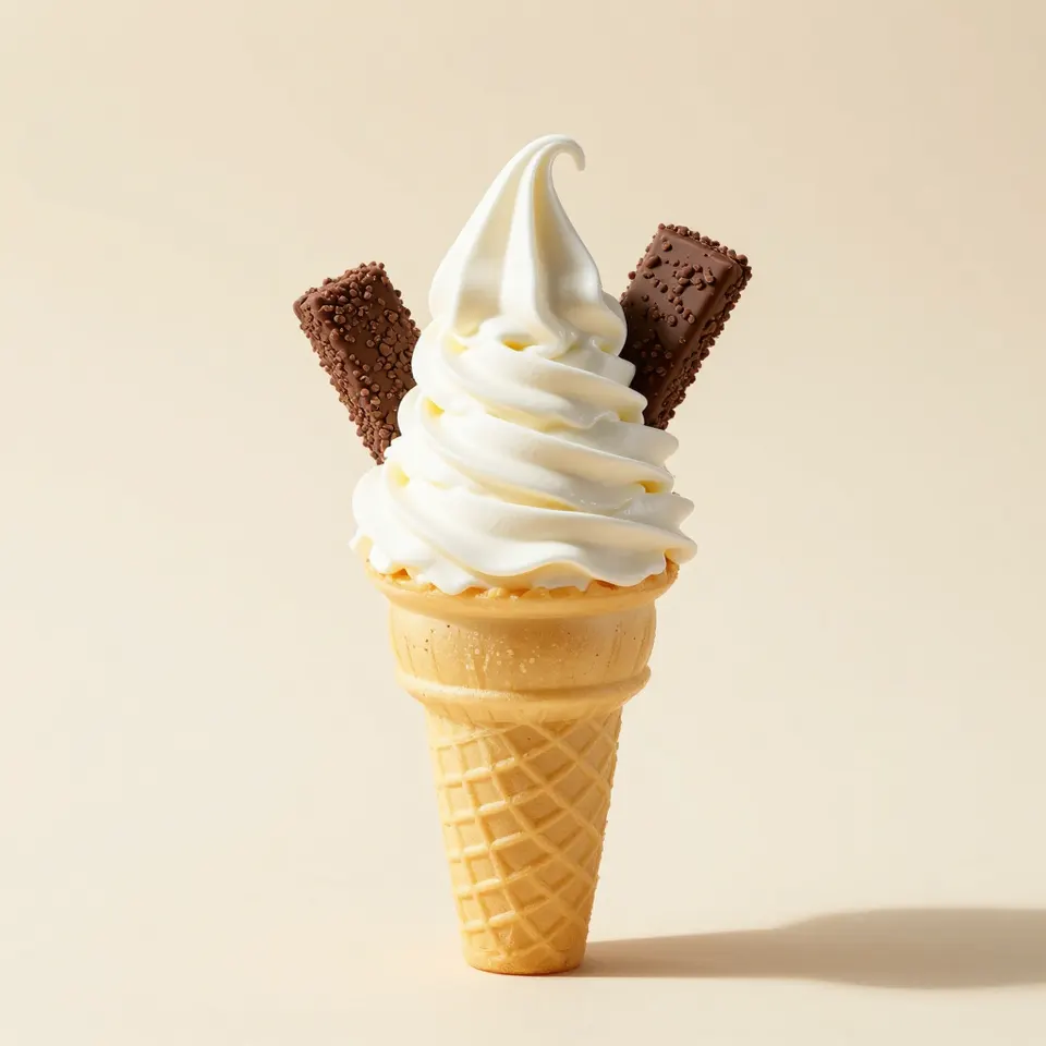 Super Large soft serve cone with a flake